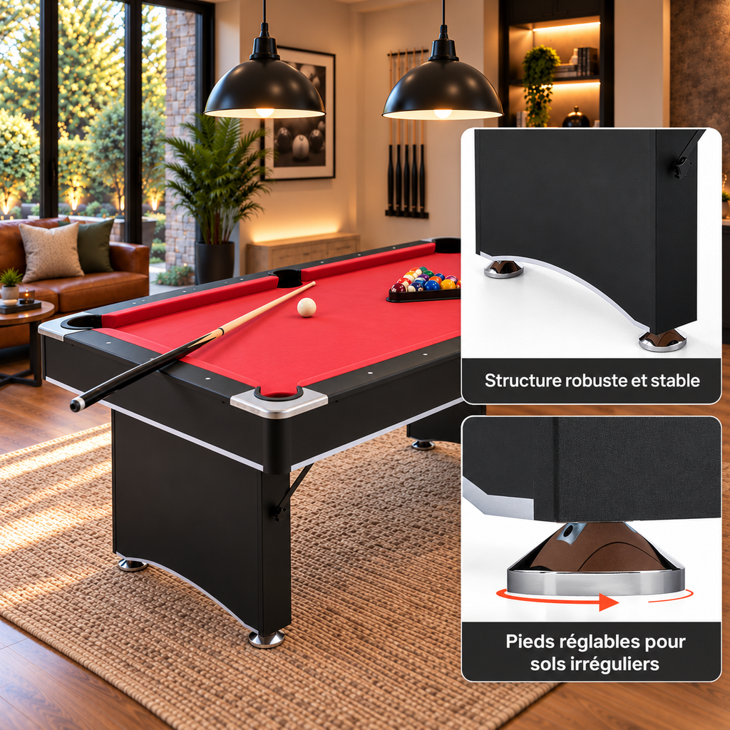 UIMOSO Billard – Tapis rouge